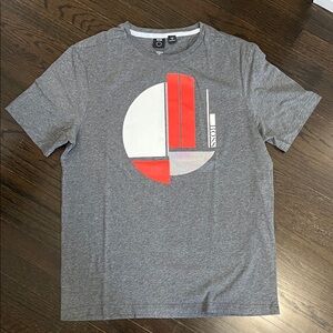 Boss Gray Tee with Red and White Graphic
